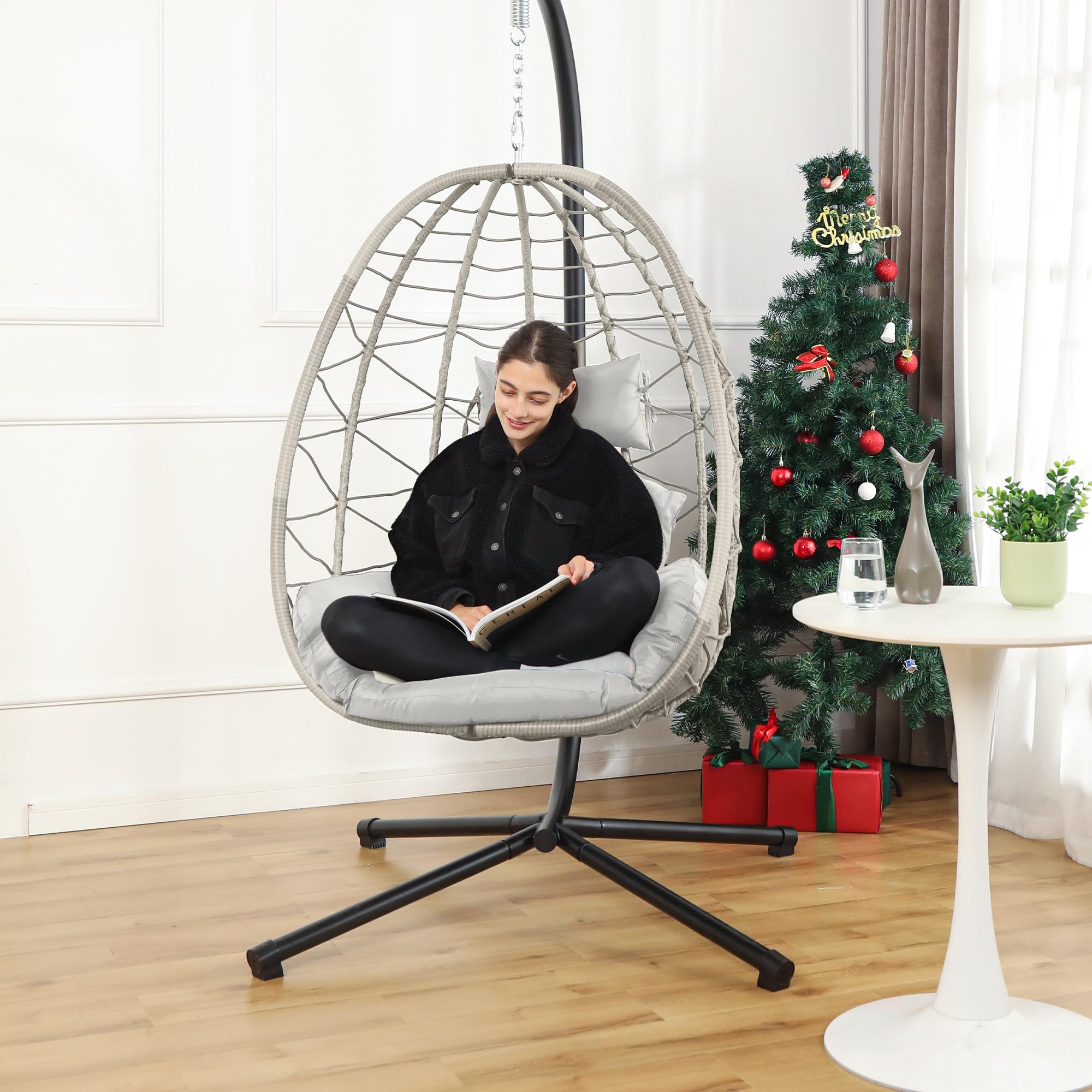 トーネット　フォールディングチェア　イタリア　BBB Emmebonacina Amazon.com: DoubleTT Egg Chair with Stand, Swing Chair Hanging